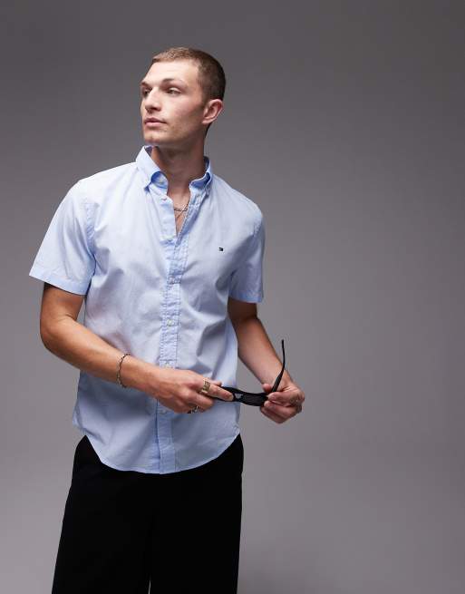 Tommy Hilfiger flex poplin solid shirt in Light Blue