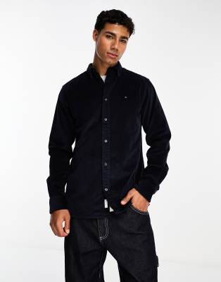 Tommy Hilfiger flex solid corduroy rf shirt in desert sky - ASOS Price Checker