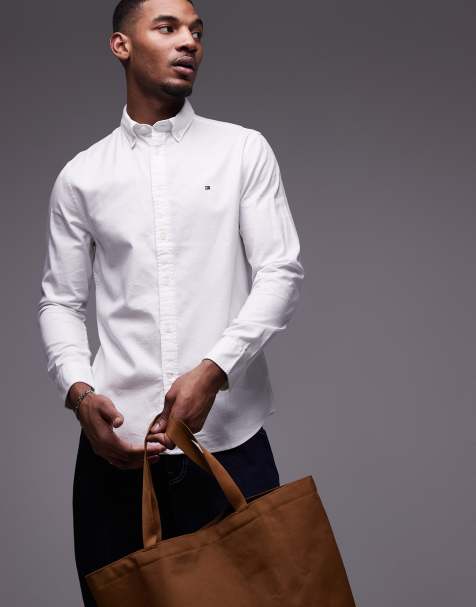Tommy Hilfiger flex textured slim fit shirt in white - view 1