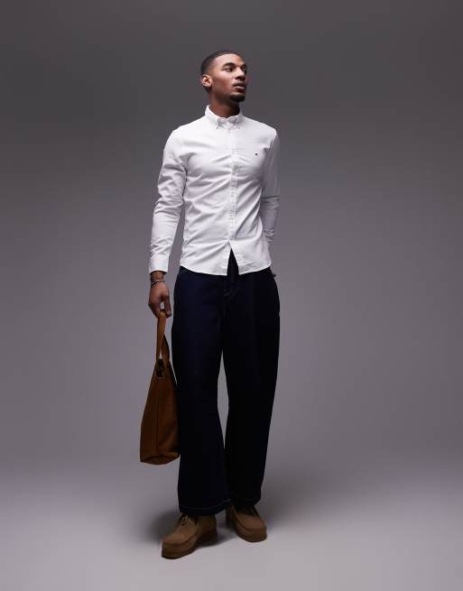 Tommy Hilfiger flex textured slim fit shirt in white | ASOS