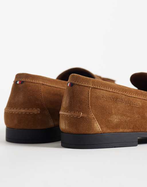 Tommy Hilfiger flexible suede tassel loafers in ginger brown, 4 of 4