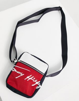 Tommy Hilfiger Flight Bag With Signature Logo red ModeSens