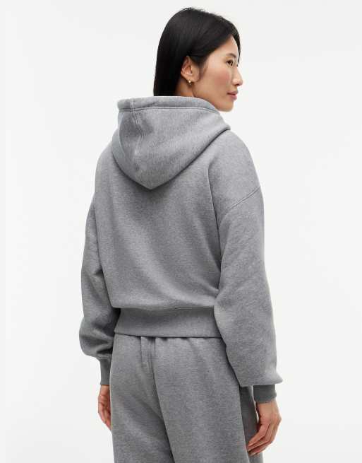 Tommy Hilfiger Flock varsity logo relaxed fleece hoody in medium grey heather, 4 of 6