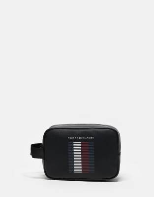 foundation stripe washbag in black