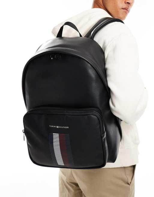Tommy Hilfiger - Foundation - Zaino nero con dettaglio a righe