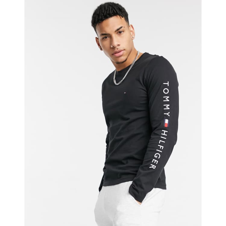 & | ASOS in long black logo Hilfiger top sleeve front arm Tommy