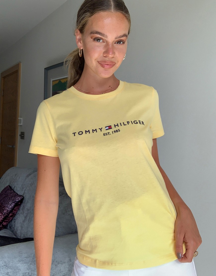 Tommy Hilfiger front logo t-shirt in yellow