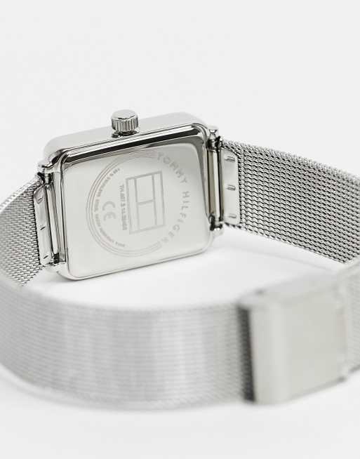 Tommy Hilfiger – Fyrkantig armbandsklocka i mesh och silver 1782294, 3 av 4