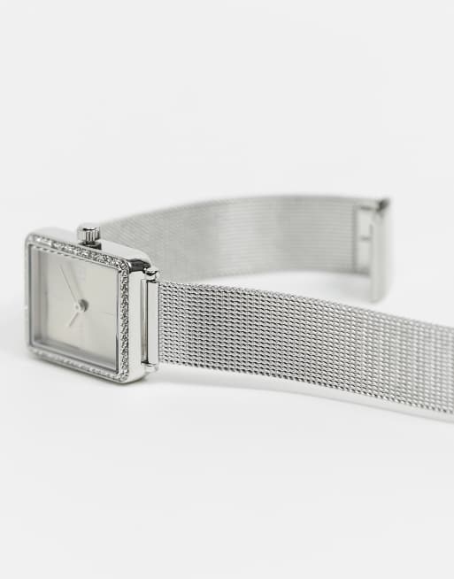 Tommy Hilfiger – Fyrkantig armbandsklocka i mesh och silver 1782294, 4 av 4