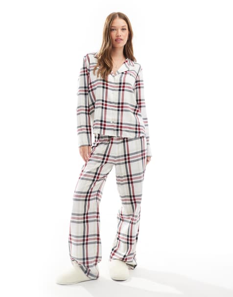 Tommy Hilfiger – Gåvoset med beige, rutig pyjamas i flanell - view 1