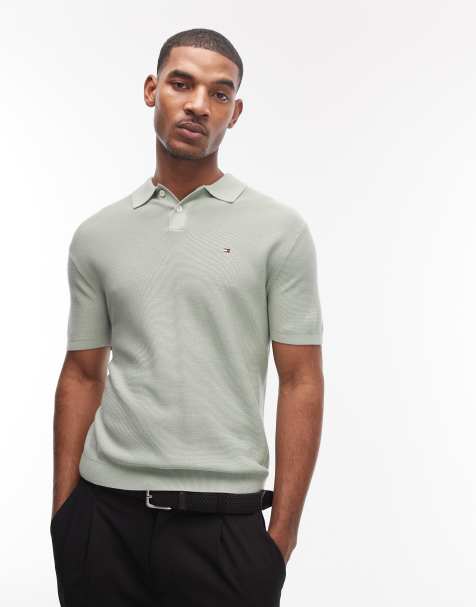 Tommy Hilfiger - Gebreid poloshirt in mintgroen - view 1