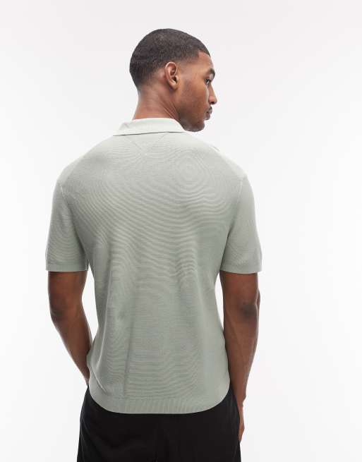 Tommy Hilfiger - Gebreid poloshirt in mintgroen, 3 van 5