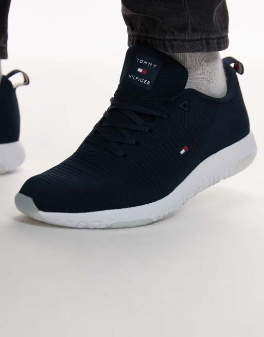 Tommy Hilfiger - Gebreide hardloopschoenen met logo in zwart en wit, 3 van 5