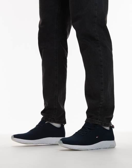 Tommy Hilfiger - Gebreide hardloopschoenen met logo in zwart en wit, 5 van 5