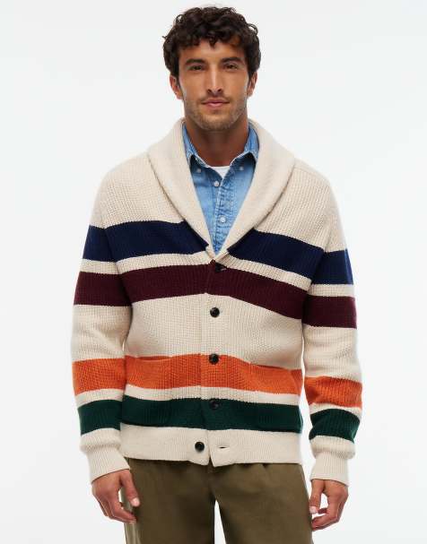 Tommy Hilfiger gerippter, locker geschnittener Cardigan mit Schalkragen und Wolle in meliertem Hafermilch / Multi - view 1