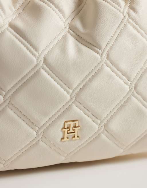 Tommy Hilfiger gesteppte Mini-Tasche mit Kettenriemen in Cremeweiß, 3 von 4