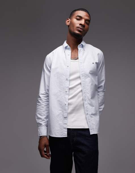 Tommy Hilfiger - Gestreept Oxford overhemd met lange mouwen in blauw - view 1
