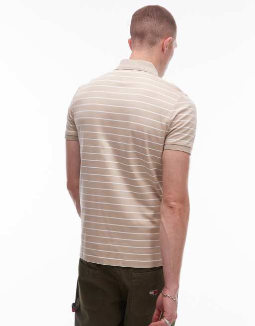 Tommy Hilfiger - Gestreept poloshirt van katoen met normale pasvorm in beige, 3 van 4