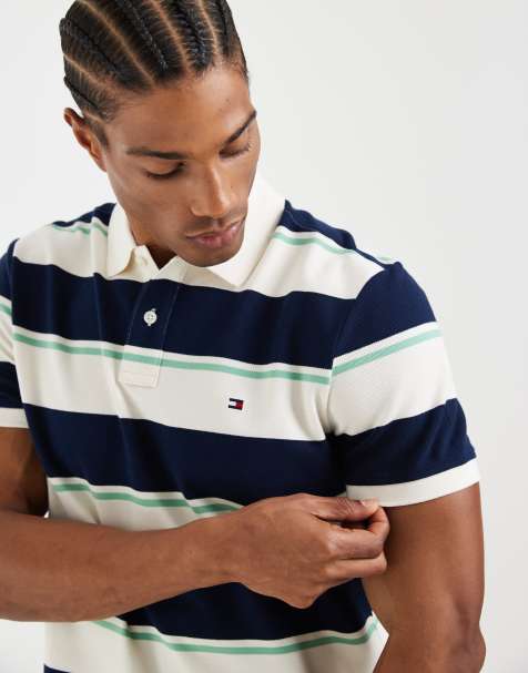 Tommy Hilfiger - Gestreept regular-fit poloshirt in marineblauw en wit - view 1