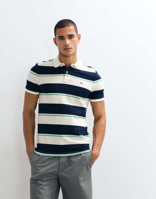 Tommy Hilfiger - Gestreept regular-fit poloshirt in marineblauw en wit, 5 van 7