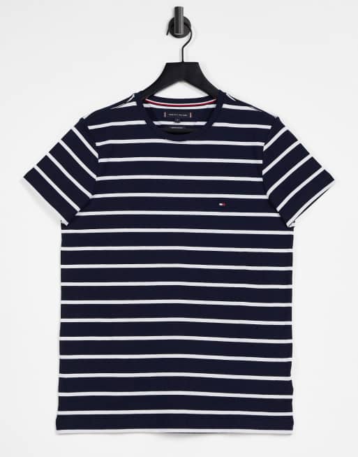 Tommy Hilfiger Gestreept slim fit T shirt in marineblauw
