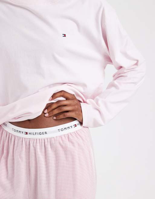 Tommy Hilfiger - Gestreepte jersey pyjamaset in roze, 3 van 4
