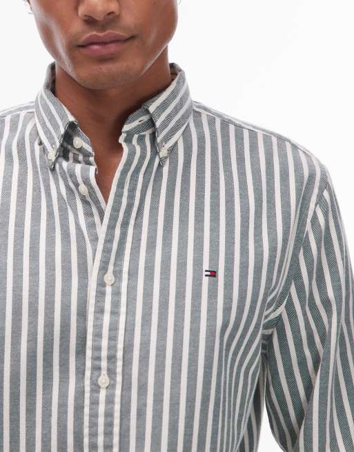 Tommy Hilfiger – Gestreiftes Flanellhemd in Grün , 5 von 5