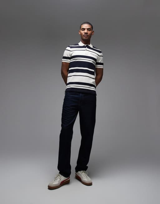 Tommy Hilfiger – Gestreiftes Polohemd aus Pikee in Cremeweiß und Marineblau, 2 von 5