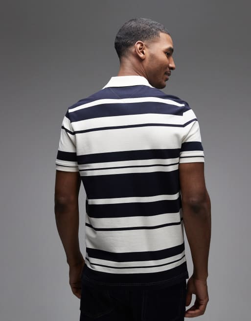 Tommy Hilfiger – Gestreiftes Polohemd aus Pikee in Cremeweiß und Marineblau, 3 von 5