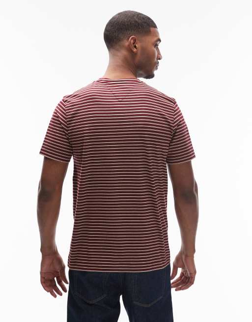 Tommy Hilfiger – Gestreiftes T-Shirt in Rot und Weiß mit Flag-Logo auf der Brust , 3 von 5