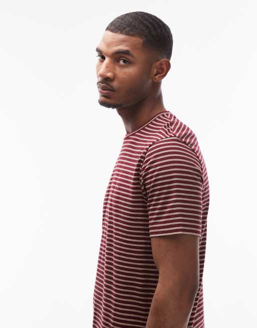 Tommy Hilfiger – Gestreiftes T-Shirt in Rot und Weiß mit Flag-Logo auf der Brust , 4 von 5