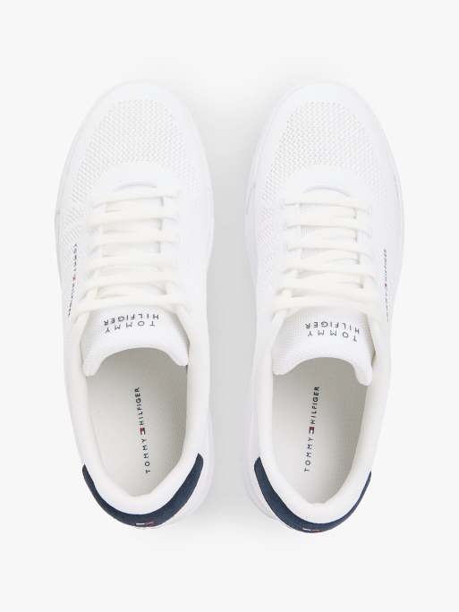Tommy Hilfiger – Gestrickte Court-Sneaker in Weiß mit Logo, 4 von 5