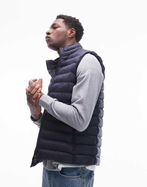 Tommy Hilfiger - Gewatteerde bodywarmer met logo in marineblauw