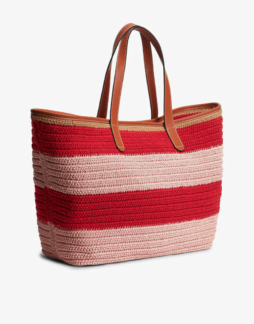 Tommy Hilfiger gewebte Tote-Bag mit Streifen und Logo-Applikation in Rosa-Mix, 3 von 5