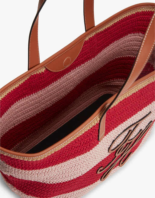 Tommy Hilfiger gewebte Tote-Bag mit Streifen und Logo-Applikation in Rosa-Mix, 4 von 5