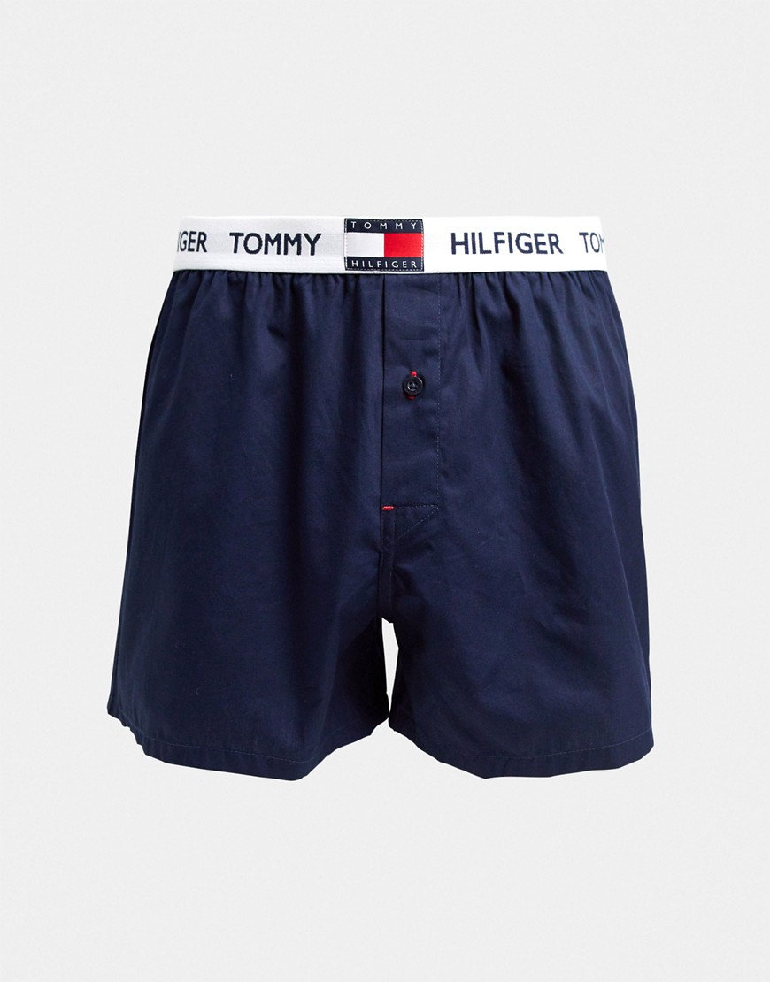 Tommy Hilfiger - Geweven boxershort met contrasterende tailleband in marineblauw