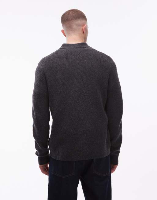 Tommy Hilfiger - Giacca coach in maglia a coste inglesi grigia con bottoni , 3 di 5