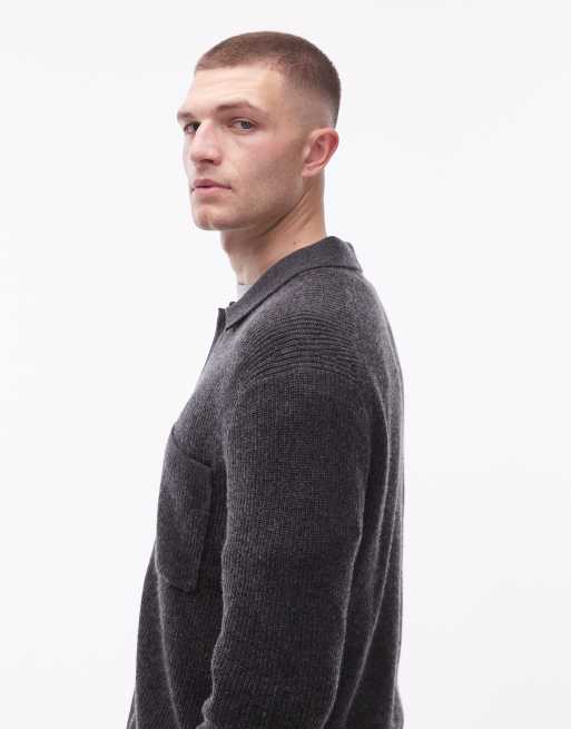Tommy Hilfiger - Giacca coach in maglia a coste inglesi grigia con bottoni , 4 di 5