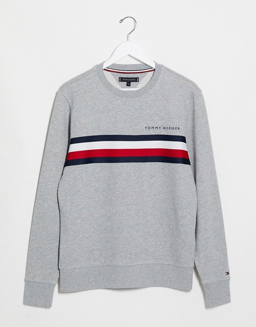 Tommy Hilfiger global chest stripe sweatshirt in grey