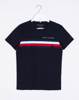 Tommy Hilfiger global chest stripe t-shirt in navy | ASOS
