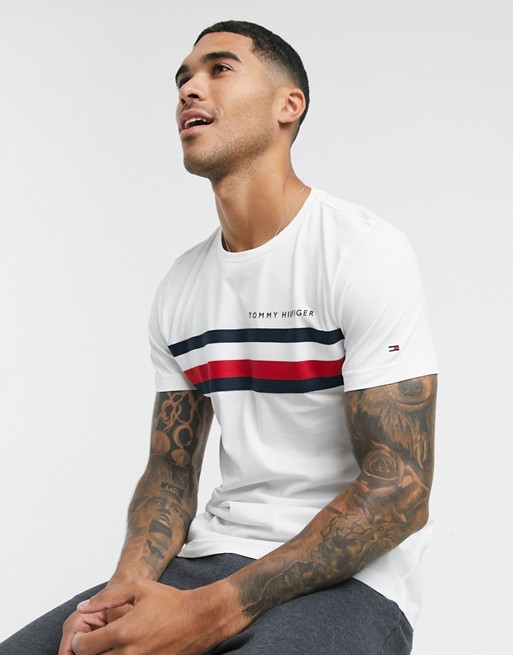 Tommy Hilfiger global chest stripe t-shirt in white