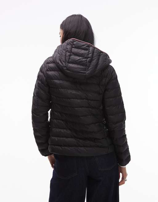 Tommy Hilfiger global stripe padded jacket in black, 2 of 4