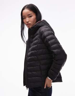 Tommy Hilfiger - Global Stripe - Wattierte Jacke in Schwarz