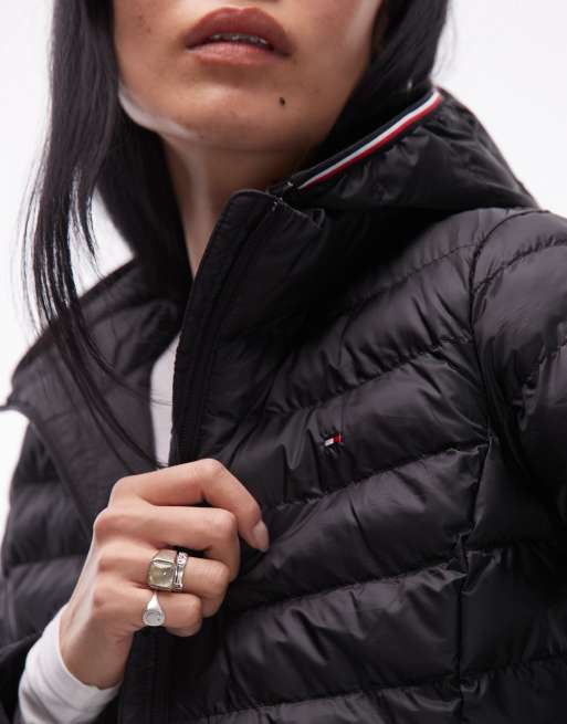 Tommy Hilfiger global stripes padded jacket in black, 3 of 4