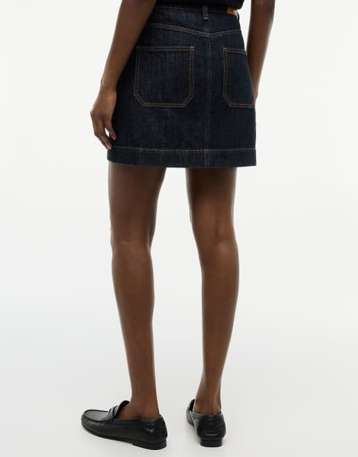 Tommy Hilfiger Gold-tone button denim mini skirt in rinse, 4 of 6