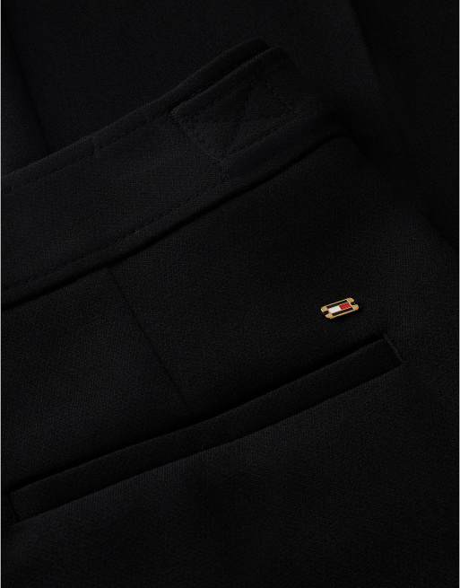 Tommy Hilfiger Gold-tone button slim bootcut trousers in black, 6 of 6