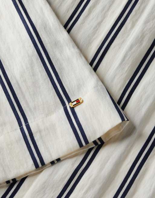 Tommy Hilfiger Gold-tone button stripe midi dress in white, 6 of 6