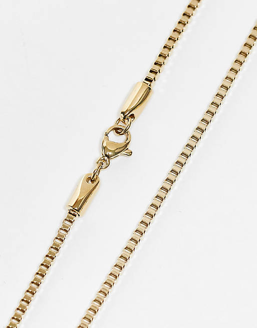 Tommy Hilfiger – Goldfarbene Halskette mit zwei Logo-Anhängern | ASOS