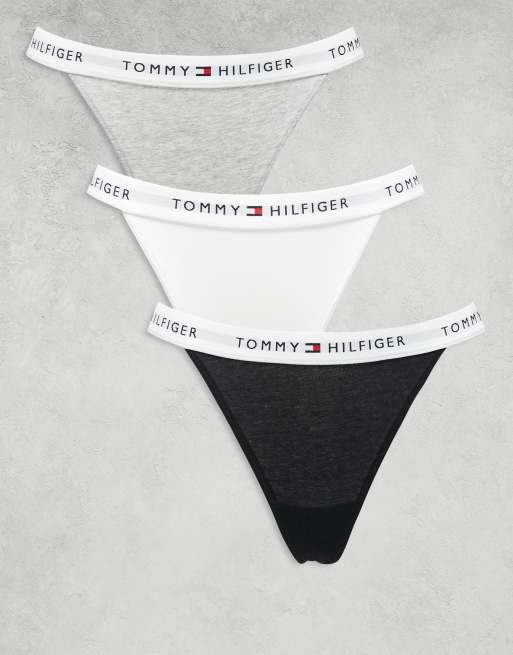 Tommy Hilfiger – Grå/marinblå/vita tangatrosor, 3-pack