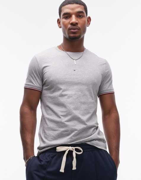 Tommy Hilfiger – Grå t-shirt med kantrand och logga - view 1